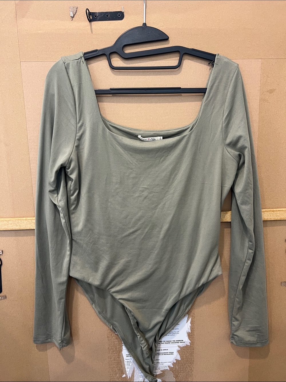Heart Hips Olive Green Long-Sleeve Scoop Neck Bodysuit